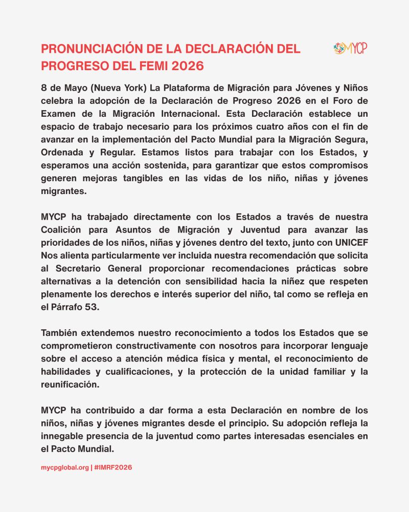 Image 1 - Migration Youth & Children Platform's Statement on Progress Declaration Adoption | Populer Platform