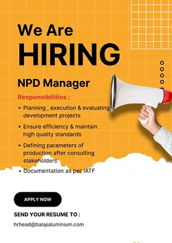 Join Balaji Aluminium as an NPD Manager: Apply Now for New Product Development Role | Populer Platform
