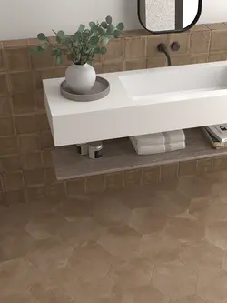 Contemporary Bathroom Design: Warm Neutrals and Geometric Tiles with Riad | Populer Platform