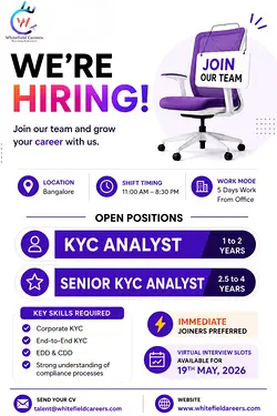 Join Whitefield Careers: Exciting KYC & Compliance Job Opportunities Available | Populer Platform
