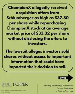 Wolf Popper Sues ChampionX for Stock Buybacks and Hidden Acquisition Offers | Populer Platform