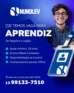 Empresa Nuno Lev Abre Vaga Administrativa em Registro/SP | Populer Platform