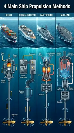 Exploring Ship Propulsion Methods: Diesel, Gas Turbine, and Nuclear Power | Populer Platform
