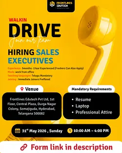 Join Frontlines EduTech: Walk-In Drive for Sales Executives on May 31, 2026 | Populer Platform
