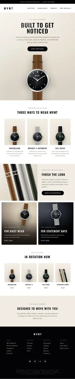 Create a Premium MVMT Ecommerce Email Mockup for Millennial Watches | Populer Platform
