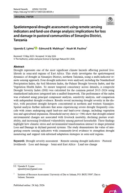 Published PhD Paper on Drought Assessment in Tanzania Using Remote Sensing | Populer Platform